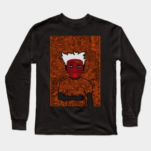 s: A Captivating MaleMask NFT with Doodle Eyes, Dark Skin, and Unique Aesthetics Long Sleeve T-Shirt